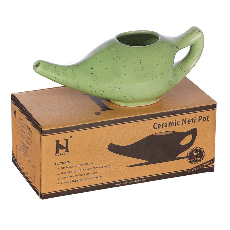 HealthGoodsAU - Freckle Pattern Green Ceramic Neti Pot for Nasal