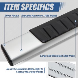 Auto Dynasty Running Boards Compatible with 1999-2016 Ford F250 F350 F450 F550 Super Duty Extended Cab, Extruded Aluminum Side Step Nerf Bar, 6 Inches Step Bars, Painted Silver