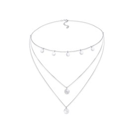 Elli Women's Choker Necklace Layer Circle Round Coin Vintage Trend in 925 Sterling Silver, Sterling Silver, None