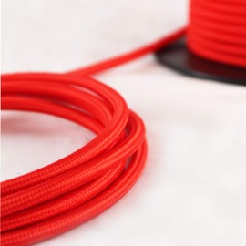 smartect Fabric Electric Cable, Red, 5 Metre Vintage Lamp Cable, 3-Core (3 x 0.75 mm²), Power Cable, Covered in Fabric, for DIY Projects