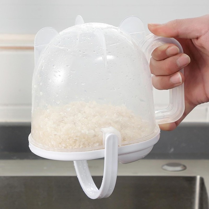 Rice Washer Strainer Bowl with Top Drainer, Microporous Small Colander