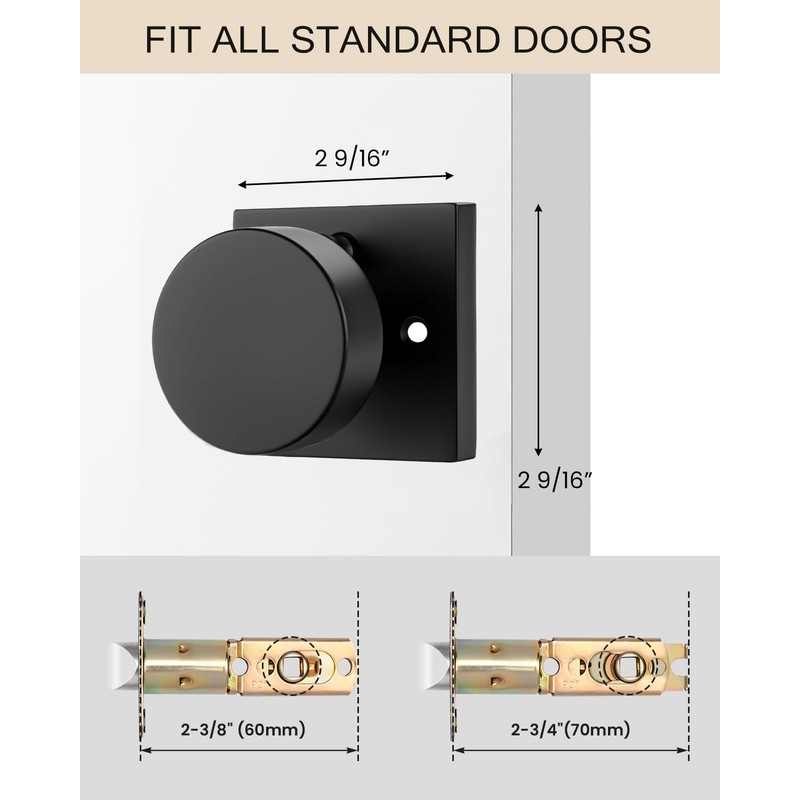 Haidms Matte Black Dummy Door Knob, Heavy Duty Half No-Turning