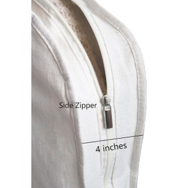 100% cotton canvas garment bags for closet storage and travel 4" Gussets bags with Side Zipper for clothes,coats,jackets,shirts,dresses garment cover for hanging clothes storage (24 * 60 * 4")