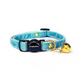 Cognatio Safety Quick Release Cat Collars,Double Velvet with Bell Available in a Range Colors,Perfect for Your Kitty, Adjustable 20-30 cm (20-30cm, Sky Blue)