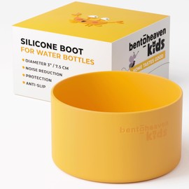 Bentoheaven Silicone Water Bottle Boot - Noise & Scratch Protector Sleeve for 3-inch Diameter Bottles, Tumbler & Cup (17-40 oz), Bottom Protective Bumpers, Water Bottle Accessories (Orange)