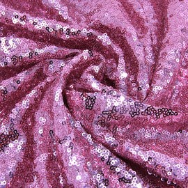 50CM Sequin Mesh Fabric Pink Upholstery Fabric with Sequins 1.3 Meter Sparkly Shiny Bling Glitter Material Cloth for Glitter Clothing DIY Decoration