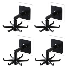 HREDZEO Rotating Folding Hook,4 Pcs 360°Rotating Folding Hook Kitchen Hole-Free Wall Rotating Shelf Kitchen Hook Rotating Hook for Kitchen Bathroom