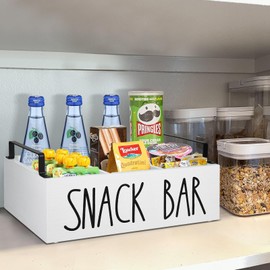 Y&ME YM Snack Organizer for Home & Kitchen Organization, Wooden Pantry Storage Bins with Handles, Snack Organizer for Pantry, Countertop, Kitchen, Party, Snack Storage Basket for Chips, Packets.