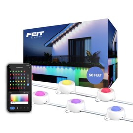 Feit Electric Permanent Outdoor Lights, Smart RGBIC with Tunable White String Lights, 50FT LED Christmas Lights, 2.4GHz WiFi, Work with Alexa and Google Assistant, Weatherproof, SL50-30/RGBTW/AG