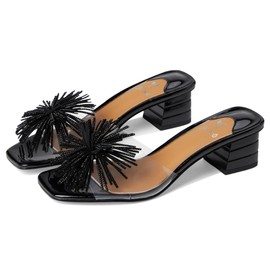 J. Renee Women's Ozara Heeled Sandal, Clear/Black, 9