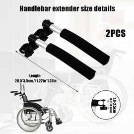 2 Pack Wheelchair Handle Extenders,Adjustable Stroller Handle Extension Rack,Handle Bar Extension for Bike Universal Wheel Chair Accessories for Wheel Chair & Indoor Exercise Bike for Unisex