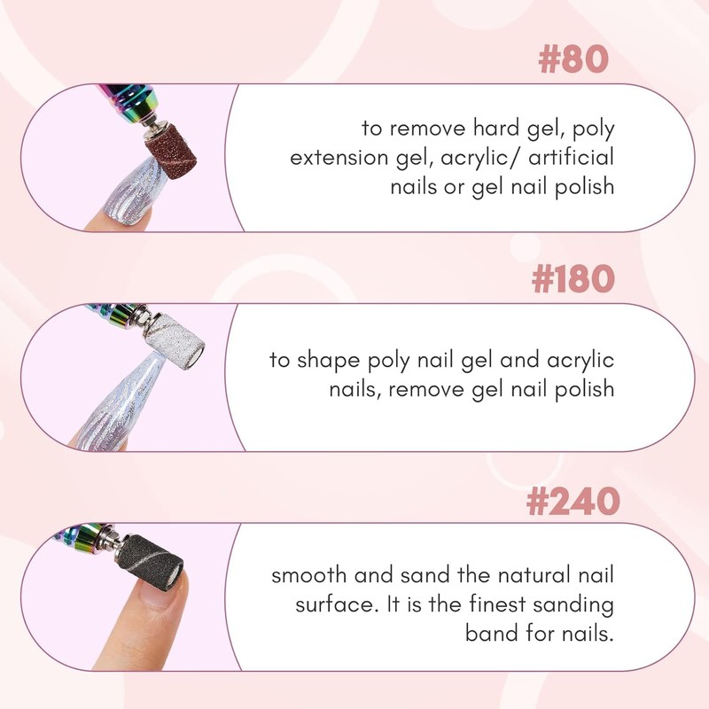 Makartt Sanding Bands for Nail Drill-100 Pcs Nail File Sanding