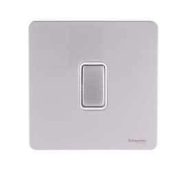 Schneider Electric Ultimate Screwless Flat Plate - Single Light Switch Double Pole, 20AX, GU2410WPN, Pearl Nickel with White Insert