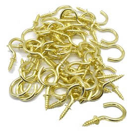 50Pcs Brass Plated Ceiling Hooks 7/8 InchesCups Screw Hooks by Renashed
