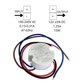 Power supply for the junction box fi60 1.25 A 15 W 12 V IP67 50 x 22 mm