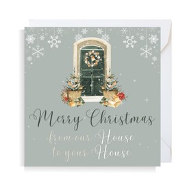 Second Ave from Our House to Your House Square Christmas Xmas Holiday Festive Greetings Card