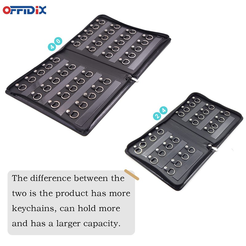 OFFIDIX Large Zippered Key Case,Leather Portable Key Cabinet, 40 Key