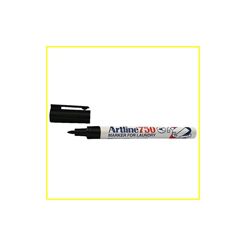 3 x Artline Laundry Marker Waterproof Ek-750, Black Ink 0.7mm