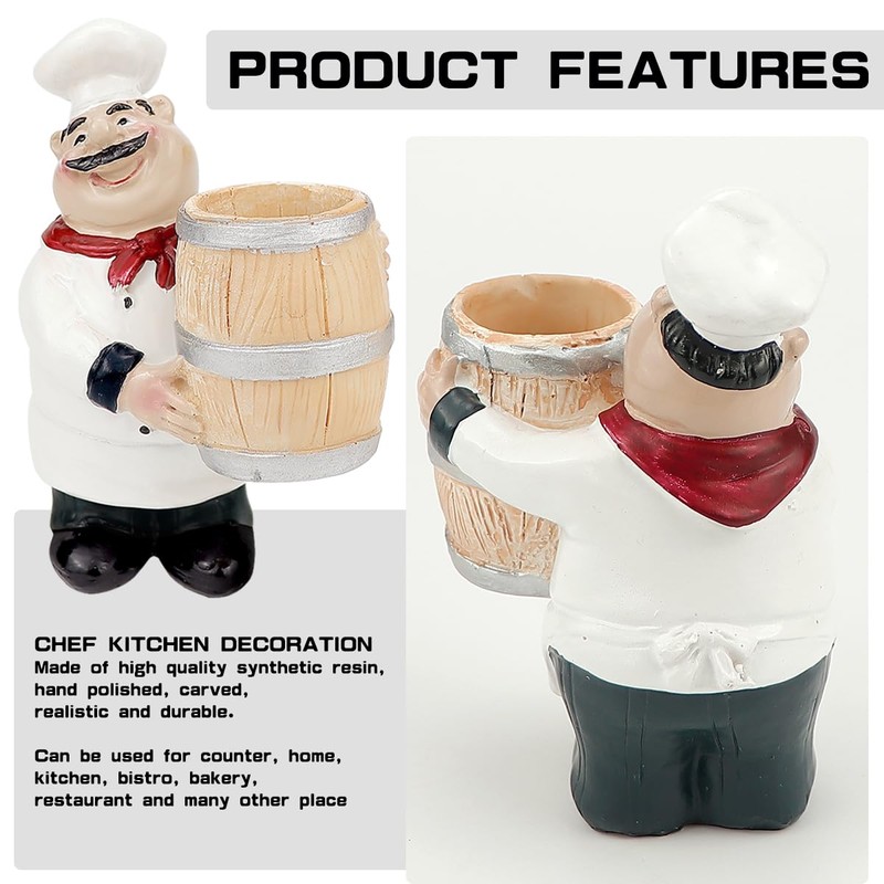DOERDO DD Resin Chef Toothpick Holder, Toothpick Dispenser Chef Statue