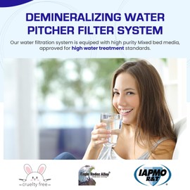 Crystal Quest Water Filter Pitcher - 12-Cup Capacity, Includes 1 Long-Life Filter, BPA Free, Meets NSF Standard 42 - Filters up to 2,000 Gallons – (DI) Demineralizing/Black