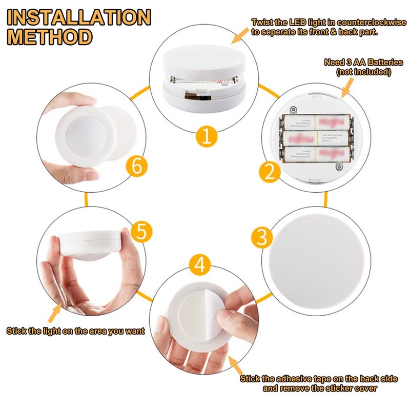 SIXDEFLY Wireless 16 Color Changing LED Puck Light 6 Pack