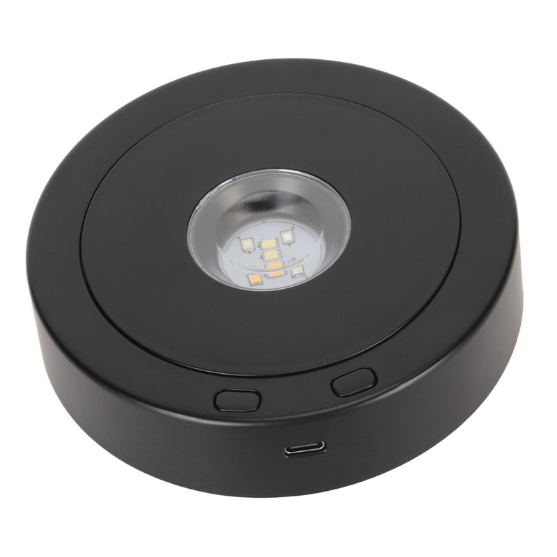 LED Rotating Display Base Black 360 Degrees 80s Circle Battery