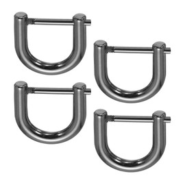 PATIKIL 1/2" D-Rings Screw in Shackle, 4 Pcs Horseshoe U Shape D Ring Zinc Alloy Semicircle Buckles Replacement for Purse Keychain Collar Accessories Craft, Black