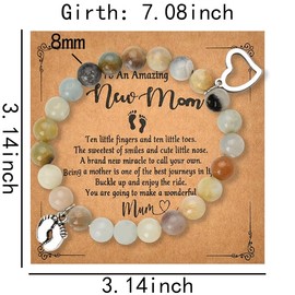 New Mom Bracelet for Women New Mother to Be Gifts First Time Mom Christmas Gift for Expecting Mom Must Haves Blue Natural Stone Bead Bracelet Cute Pregnancy Gifts for Wife Postpartum Gifts for Mom