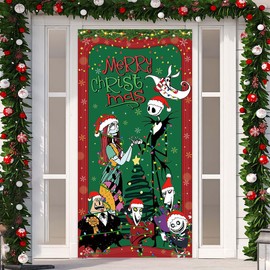 Christmas Decorations Christmas Nightmare Before Door Cover Jack Sally Banner New Year Winter Xmas Decor Zero Christmas Decorations for Home Party
