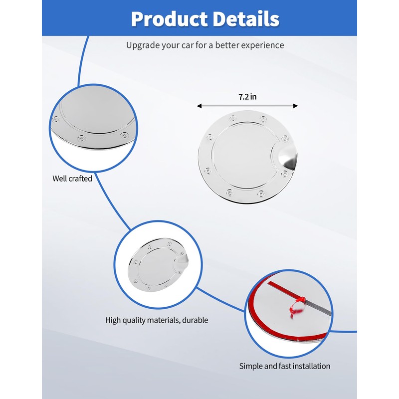 DSWSQ Chrome Fuel Filler Gas Door Cover Fit for 2007-2013