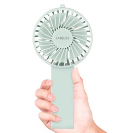 LAIQULY Handheld Fan Personal Portable Fan 3 Speed Adjustable Removable Lanyard USB Recharging Battery Operated Small Desk Table Fan Makeup Eyelash Fan for Home Camping Travel -Green