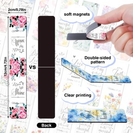 Wxiben Bible Verse Magnetic Bookmark - 48Pcs Floral Inspirational Magnetic Bookmark Christian Scripture Book Mark Magnets Motivational Flower Page Marker Clip for Women Students Teacher School Gifts