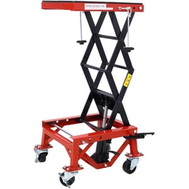 300 Lbs Hydraulic Motorcycle Scissor Jack Lift Foot Step with 4 Wheels Jack Stand Portable Lift Table Heavy Duty Hydraulic Motorcycle Lift Table Adjustable Lift Jack Stand for Small Dirt Bikes