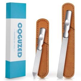 CoguZed 2 PCS Stainless Steel Nail File, Double Sided Metal Nail Files for Natural Nails, Heavy Duty Reusable Fingernail & Toenail File for Men & Women, Salon & Travel Use