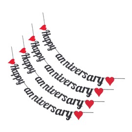 STOBAZA 4pcs Glitter Heart Banner Romantic Wedding Anniversary Garland Decoration Eye Catching Party Sign for Celebrations Stylish and Simple Setup for Memorable Moments