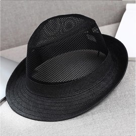 Mesh Straw Hat, Men's, Summer Hat, Panama Hat, UV Protection, UV Protection, Men's Hat, Wide Brim, Sun Hat, Gentlemen's Hat, Lightweight, Breathable, Thin Hat, Cool, Mesh Cap, Solid, Fashionable,