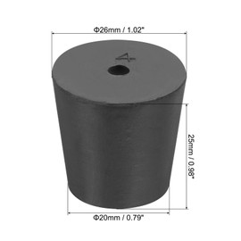 sourcing map Rubber Tapered Plug 20mm to 26mm Solid Test Tubes Bungs Stopper with Hole Black for Lab Home 8 Pieces