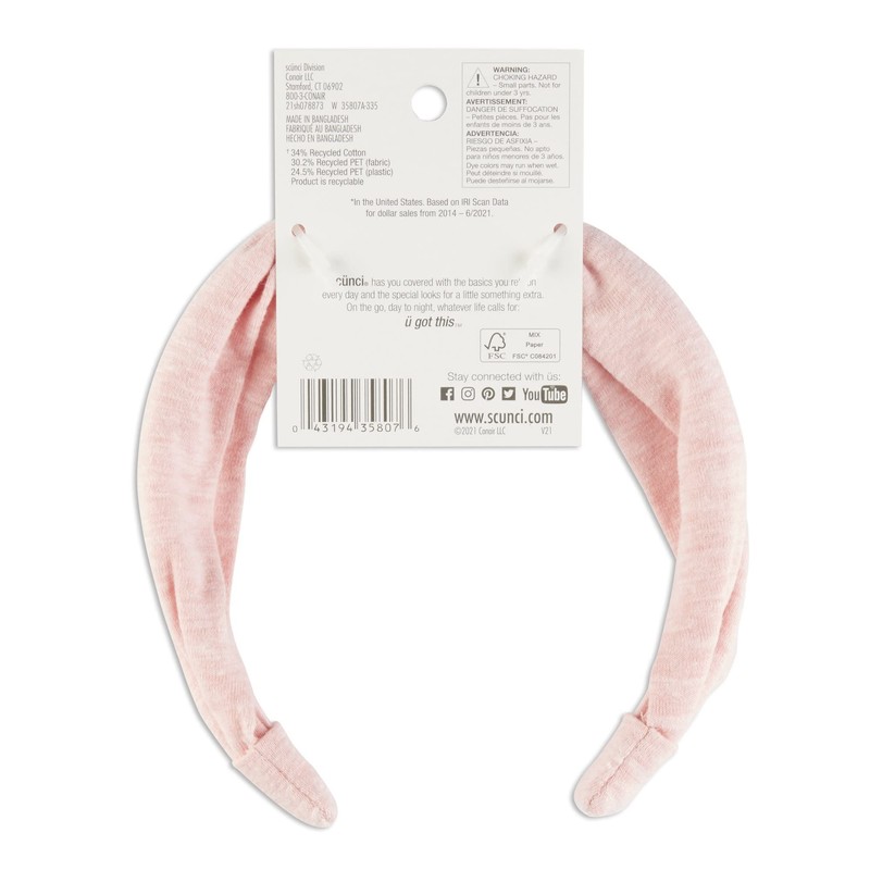 Scunci I Am Recycled Planet Earth-Friendly Soft Knot Headband, Pink,