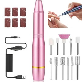 Torno para Uñas, Lima de Uñas Eléctrica, 11 en 1 Taladro de Uñas Eléctrico Profesional, Kit de Taladro Eléctrico 20,000 RPM Velocidad Ajustable Torno Portátil para Uñas