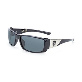 Khan Slim Shield Sunglasses (Black & Silver, Black)