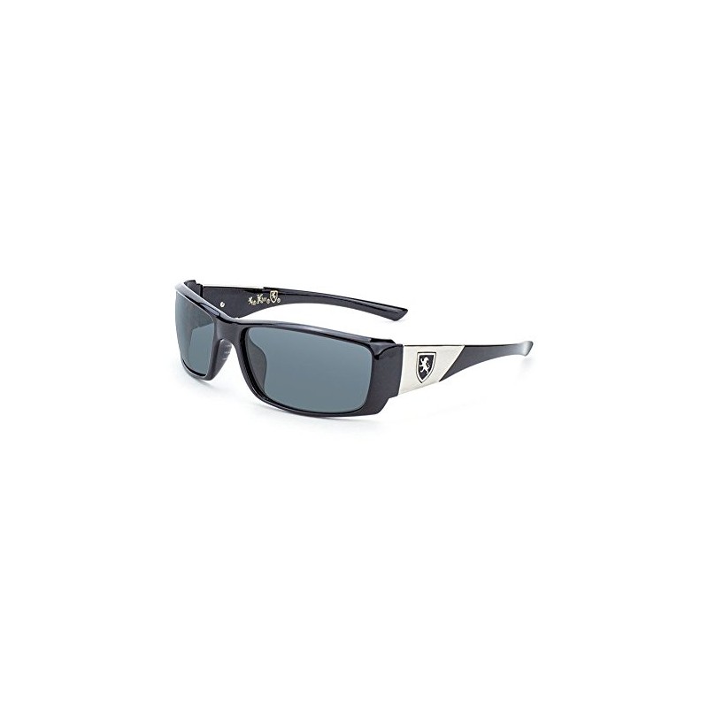 Khan Slim Shield Sunglasses (Black & Silver, Black)