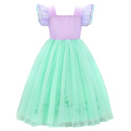 JerrisApparel Girls Mermaid Dress Princess Birthday Party Costume (90, Lilac)