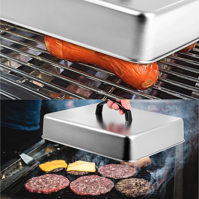 Rectangular Basting Cover, Stainless Steel Grill Cover Lid for Melting