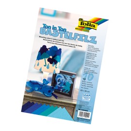 folia 520493 - Bastelfilz Ton in Ton, 20 x 30 cm, 10 Blatt sortiert in Blautönen - ideal für vielfältige Bastelarbeiten