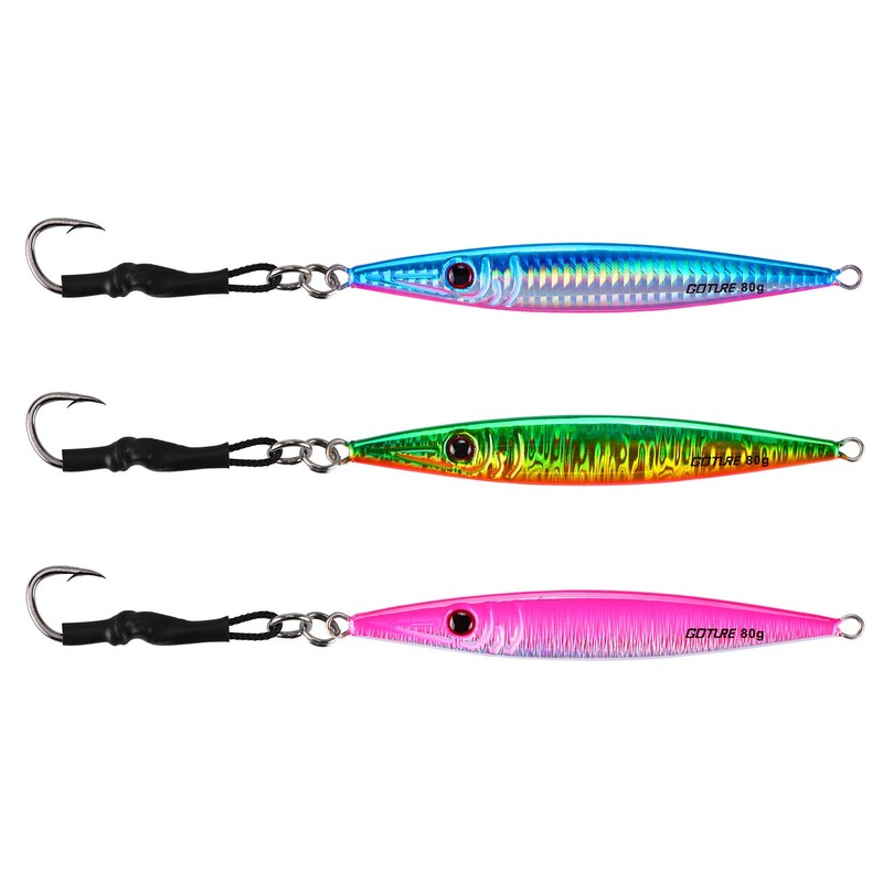 Goture Metal Jig Set 80g Long Jigs Fishing Lures Slow