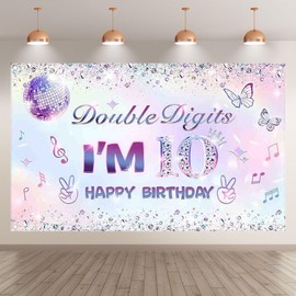 Swepuck Fabric 72x43inch 10th Birthday Pink Purple Backdrop