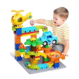 Marble Runs for Kids 4-8,Building Blocks Compatible with Major Brands, Birthday Toys Gifts for Ages 3-5 Boys Girls，Toddler Education STEM Toys Airplanes Cars Marble Runway Maze Track