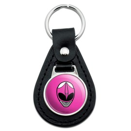 GRAPHICS & MORE Black Leather Power Rangers Pink Ranger Helmet Keychain