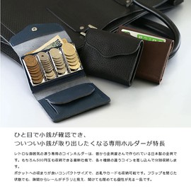 Ikenohatagin Kawaten OTC001 Himeji Leather Coin Purse, Coin Catcher, Men's, Genuine Leather, Made in Japan, Black