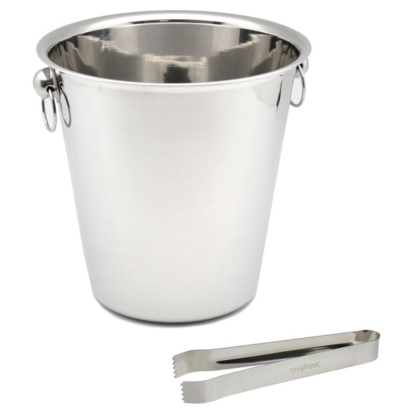 Rink Drink Stainless Steel Ice Bucket & Tongs Set -